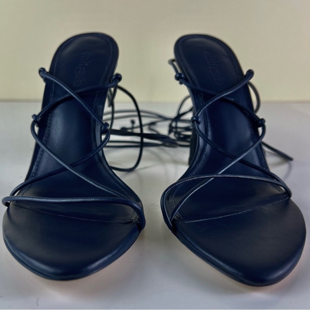NEW CULT GAIA NAVY LEATHER STRAPPY SANDALS - Picture 14 of 14